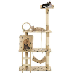 vidaXL Albero per Gatti e Tiragraffi Sisal 140 cm Zampe Stampate Beige