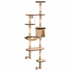 vidaXL Albero Gatti Tiragraffi in Sisal a Muro 194 cm Beige e Marrone - Vista aggiuntiva 3