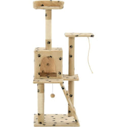 Albero per Gatti e Tiragraffi Sisal 120 cm Zampe Stampate Beige vidaXL