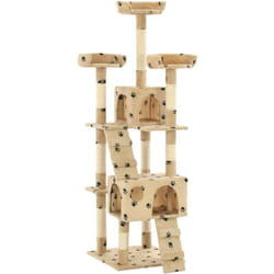 Albero per Gatti Tiragraffi Sisal 170 cm Zampe Stampate Beige Vidaxl 945202