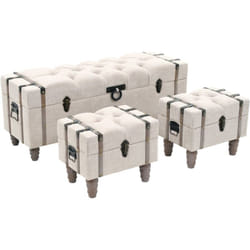 Set Cassapanche 3 pz in Legno Massello e Acciaio 112x37x45 cm Vidaxl 92134