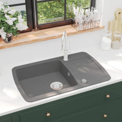 Lavandino, Lavello da Cucina in Granito Vasca Singola Grigio Vidaxl 53819