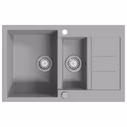 vidaXL Lavello da Cucina in Granito Vasca Doppia Grigio - Vista aggiuntiva 2