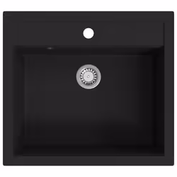 vidaXL Lavello da Cucina in Granito Vasca Singola Nero - Vista aggiuntiva 2