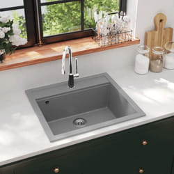 Lavandino, Lavello da Cucina in Granito Vasca Singola Grigio Vidaxl 97489
