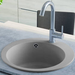 Lavello da Cucina in Granito Vasca Singola Rotondo vari colori colore : Grigio
