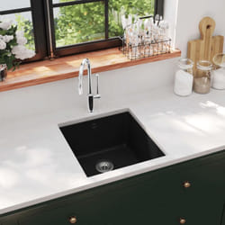 Lavandino, Lavello da Cucina in Granito Vasca Singola Nero Vidaxl 37747
