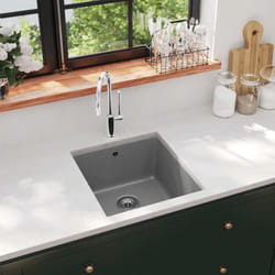 Lavandino, Lavello da Cucina in Granito Vasca Singola Grigio Vidaxl 27248