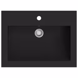vidaXL Lavandino in Granito 600x450x120 mm Nero - Vista aggiuntiva 2