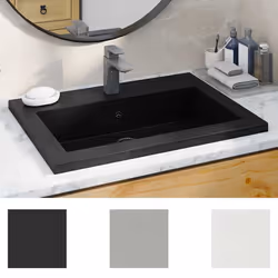 vidaXL Lavandino in Granito 600x450x120 mm Nero - Vista aggiuntiva 3