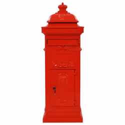 vidaXL Cassetta della Posta in Alluminio Inossidabile Vintage Rossa - Vista aggiuntiva 3