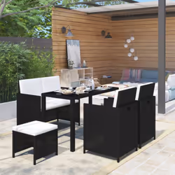 Il nostro elegante set da pranzo da giardino in rattan diventerà il punto focale del vostro giardino o patio! Questo set di m ...