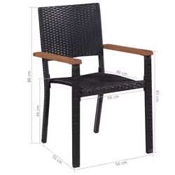 VidaXL 43937 sedia da esterno Terrazzo Legno di acacia, Rattan sintetico, Acciaio Nero, Marrone - Vista aggiuntiva 5