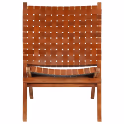 Sedia Pieghevole a Strisce Incrociate Marrone in Vera Pellecod mxl 118480 - Vista aggiuntiva 2