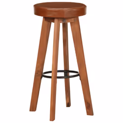 Sgabelli da Bar 2 pz in Vera Pelle e Legno Massello di Acaciacod mxl 118472