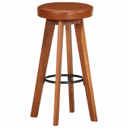 Sgabelli da Bar 2 pz in Vera Pelle e Legno Massello di Acaciacod mxl 118472