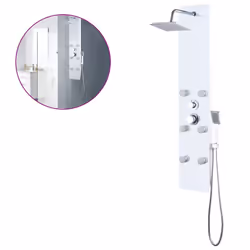 vidaXL Pannello Doccia in Vetro 25x44,6x130 cm Bianco - Vista aggiuntiva 2