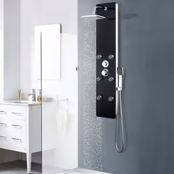 Colore: Nero Materiale: Acciaio inossidabile + vetro temperato + plastica Dimensioni complessive: 25 x 44,6 x 130 cm (L x P x ...