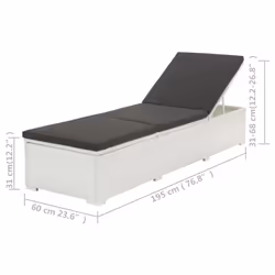 VidaXL 43951 sedia da esterno Salone Seduta imbottita Rattan sintetico, Acciaio Nero, Bianco - Vista aggiuntiva 6