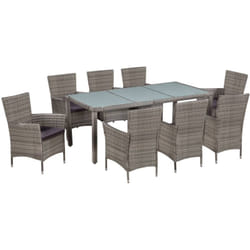 vidaXL Set da Pranzo da Giardino 9 pz con Cuscini in Polyrattan Grigio