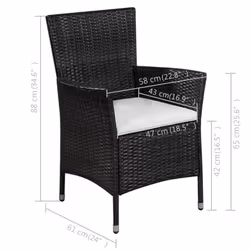 VidaXL 44091 sedia da esterno Terrazzo Seduta imbottita Polietilene, Malacca, Acciaio Crema, Bianco - Vista aggiuntiva 4