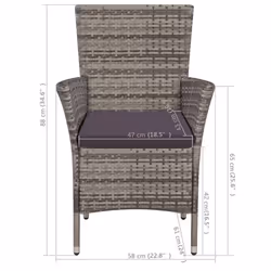 VidaXL 44092 sedia da esterno Terrazzo Seduta imbottita Polietilene, Malacca, Acciaio Grigio - Vista aggiuntiva 5