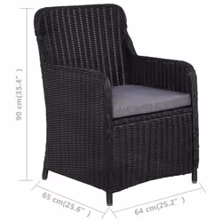 VidaXL 44146 sedia da esterno Terrazzo Seduta imbottita Poliestere Nero, Grigio - Vista aggiuntiva 7