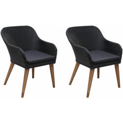 Set da 2 eleganti sedie in polyrattan da esterni con cuscini vari colori colore : Nero
