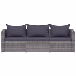 Set Divani da Giardino 3 pz con Cuscini Grigio in Polyrattancod mxl 118881