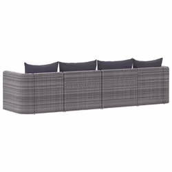 vidaXL Set Divani da Giardino 4 pz con Cuscini Grigio in Polyrattan - Vista aggiuntiva 3
