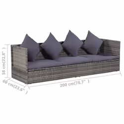 VidaXL 43959 sedia da esterno Terrazzo Seduta imbottita Polietilene, Malacca, Acciaio Grigio - Vista aggiuntiva 5