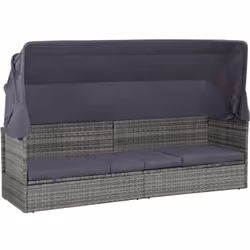 VidaXL 43962, Terrazzo, Seduta imbottita, Tessuto, Rattan sintetico, Acciaio, Grigio, 58 cm, 7 cm
