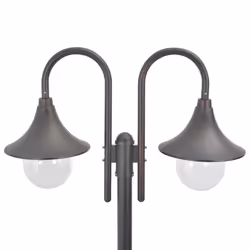Lampione da Giardino E27 220 cm in Alluminio 2 Lampade Bronzocod mxl 70922 - Vista aggiuntiva 3