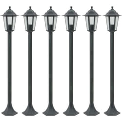 Lampioni da Giardino 6pz E27 110 cm Alluminio Verde Scuro