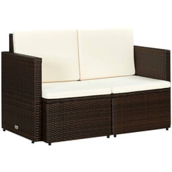 Divano da Giardino a 2 Posti con Cuscini Marrone in Polyrattan Vidaxl 7416
