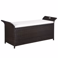 vidaXL Cassapanca con Cuscino 138 cm in Polyrattan Marrone - Vista aggiuntiva 2