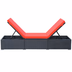 VidaXL 44405 sedia da esterno Salone Seduta imbottita Polietilene, Malacca, Acciaio Nero, Rosso - Vista aggiuntiva 5