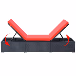 VidaXL 44405 sedia da esterno Salone Seduta imbottita Polietilene, Malacca, Acciaio Nero, Rosso - Vista aggiuntiva 6