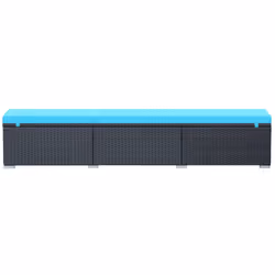 VidaXL 44406 sedia da esterno Salone Seduta imbottita Rattan sintetico, Acciaio Nero, Blu - Vista aggiuntiva 4