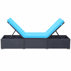 VidaXL 44406 sedia da esterno Salone Seduta imbottita Rattan sintetico, Acciaio Nero, Blu - Vista aggiuntiva 5