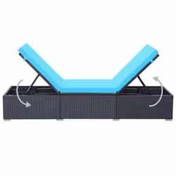 VidaXL 44406 sedia da esterno Salone Seduta imbottita Rattan sintetico, Acciaio Nero, Blu - Vista aggiuntiva 6