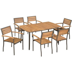 Set da Pranzo da Giardino 7 pz in Massello di Acacia e Acciaio Vidaxl