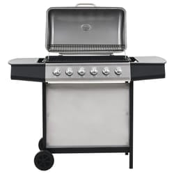 VidaXL 44278 Grill Carrello Gas Nero, Argento 12000 W