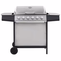 VidaXL 44278 Grill Carrello Gas Nero, Argento 12000 W
