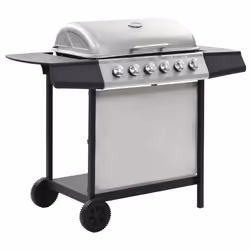 VidaXL 44278 Grill Carrello Gas Nero, Argento 12000 W