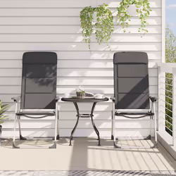 Sedie da Campeggio 2 pz in Alluminio Grigio 58x69x111 cm cod mxl 94947 - Vista aggiuntiva 2