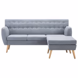 vidaXL Divano a L Rivestito in Tessuto 171,5x138x81,5 cm Grigio Chiaro - Vista aggiuntiva 3