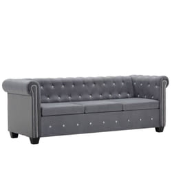Vidaxl - Divano Chesterfield a 3 Posti in Velluto 199x75x72 cm Grigio