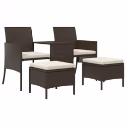 vidaXL Divano da Giardino a 2 Posti Tavolino e Pouf Polyrattan Marrone - Vista aggiuntiva 2