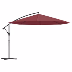 vidaXL Ombrellone a Sbalzo Palo in Alluminio 350 cm Rosso Bordeaux - Vista aggiuntiva 2